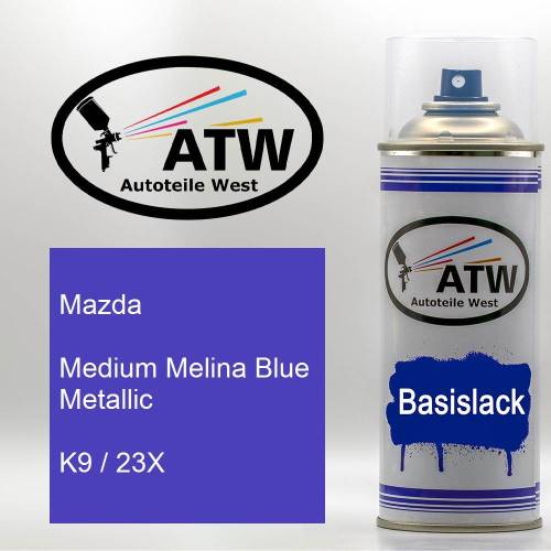 Mazda, Medium Melina Blue Metallic, K9 / 23X: 400ml Sprühdose, von ATW Autoteile West.